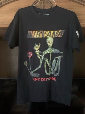 NIRVANA Black Short-Sleeve Tee with Multicolor Incesticide Graphic